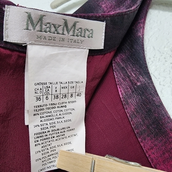 Maxmara Sleeveless Sheath Cocktail Dress Purple & Black Abstract Print Size 6 - Picture 6 of 9